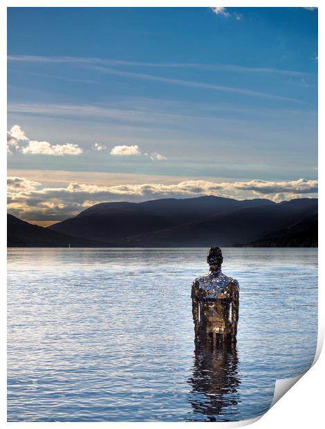 "Still" The mirrorman on Loch Earn Print by Tommy Dickson