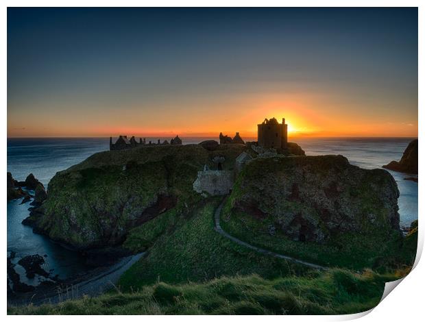 Dunnottar Castle at sunrise.                       Print by Tommy Dickson