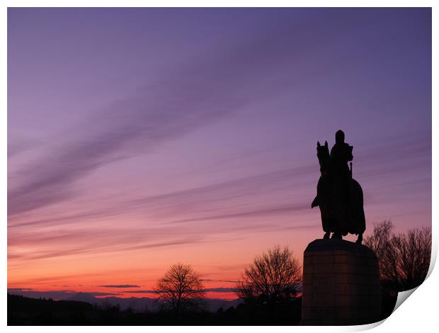 Robert the Bruce statue at sunset. Print by Tommy Dickson