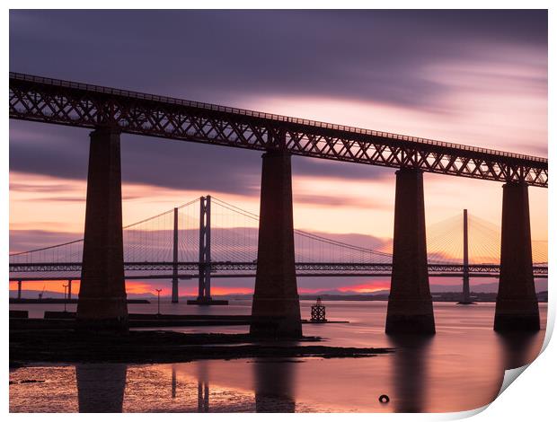 The Forth Bridges. Print by Tommy Dickson
