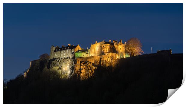 Stirling Castle illuminated at night. Print by Tommy Dickson