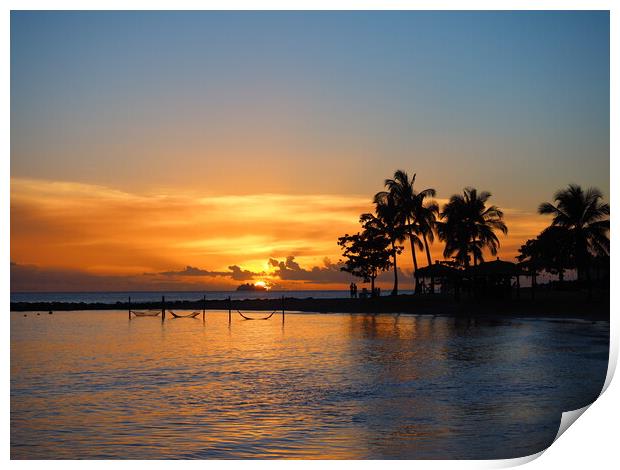 Captivating St Lucia Sunset Print by Tommy Dickson