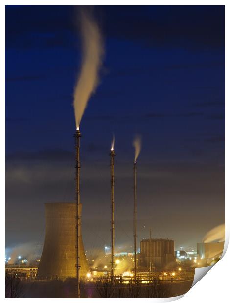 Petrochemical Industry at night. Print by Tommy Dickson