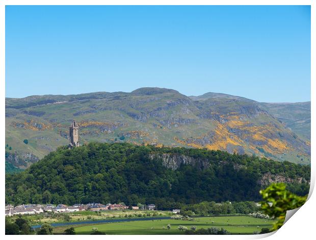 The Ochil Hills and Wallace Monument. Print by Tommy Dickson