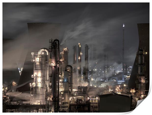 Grangemouth Industry At Night. Print by Tommy Dickson
