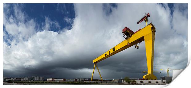 Belfast thunderstorm at the cranes Print by Vivienne Beck