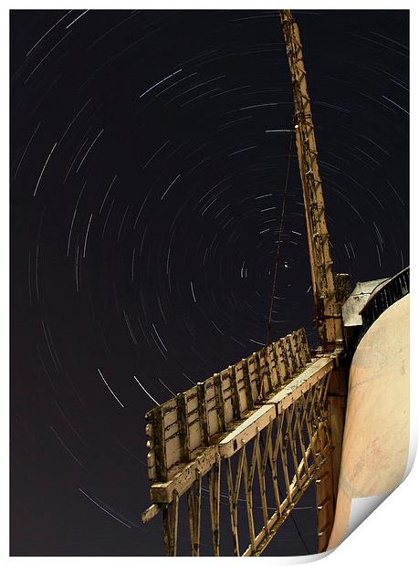 Windmill star trails Print by Vivienne Beck