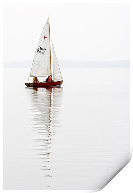 Sailing dinghy becalmed Print by Vivienne Beck