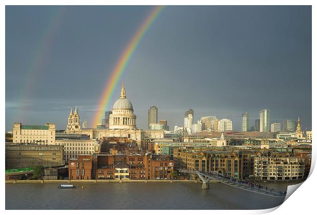  Rainbow over St Paul's Cathedral, London Print by ann stevens