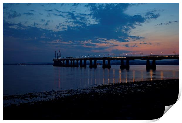 Severn Bridge in late evening Print by Paul Nicholas
