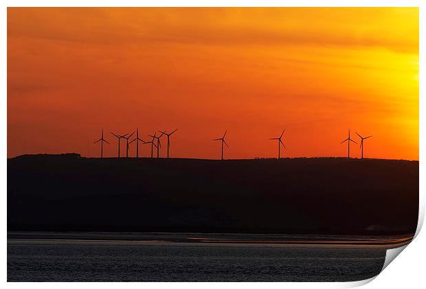  Wind farm sunset Print by Paul Nicholas