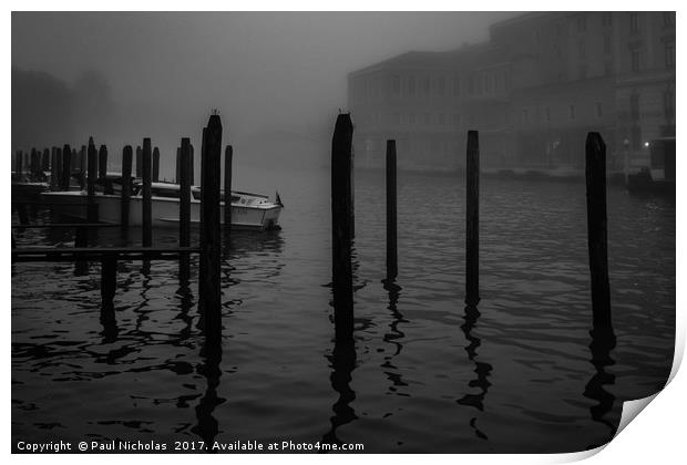 Venice in the fog Print by Paul Nicholas