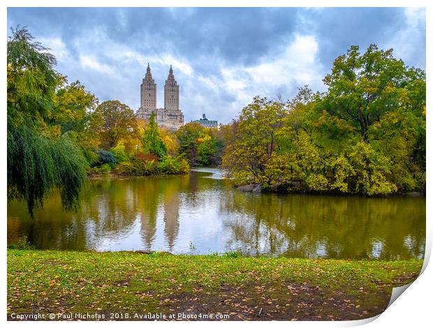The Lake at Central Park Print by Paul Nicholas