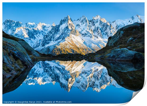 Chamonix-Mont-Blanc mountain reflections Print by Daugirdas Racys