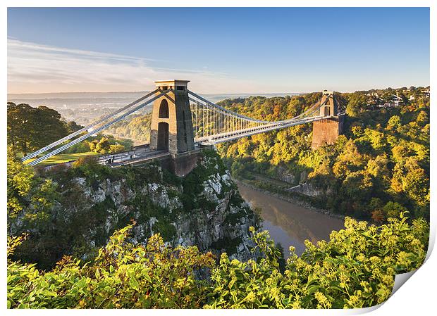 Clifton bridge, Bristol, UK, morning Print by Daugirdas Racys