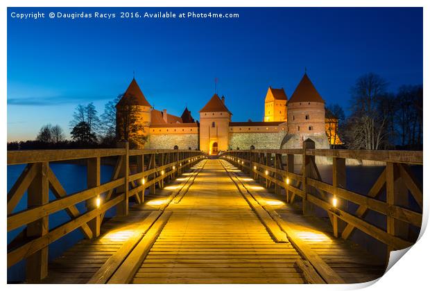 Blue hour at Trakai castle, Lithuania Print by Daugirdas Racys