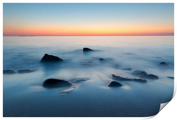 Pre-dawn colours at Embleton bay, Northumberland Print by Daugirdas Racys