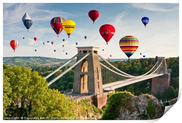 Bristol Balloon Fiesta display over Clifton Bridge Print by Daugirdas Racys