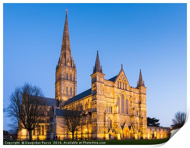 Salisbury Cathedral at night Print by Daugirdas Racys