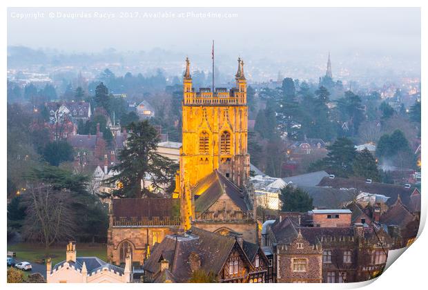 Great Malvern Priory in fog Print by Daugirdas Racys