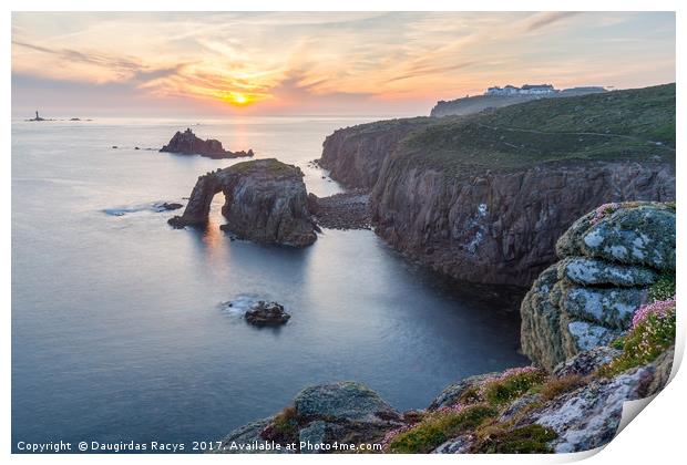 Sunset at Land's End, Cornwall Print by Daugirdas Racys