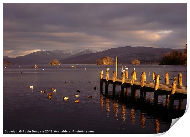 Windermere at sunset, English Lakes Print by Robin Dengate