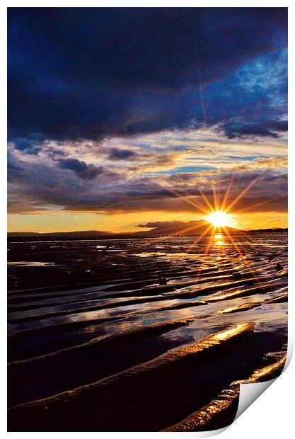 Sunset on Stevenston Beach Print by carolann walker