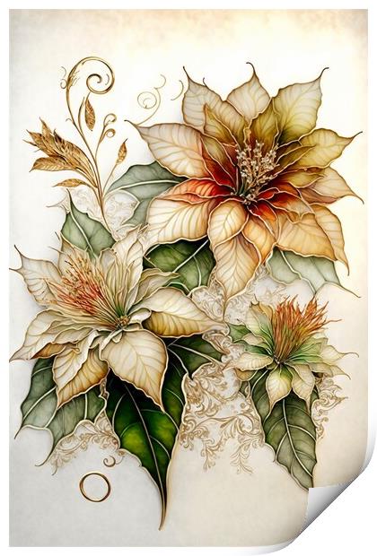 Golden Poinsettia 02 Print by Amanda Moore