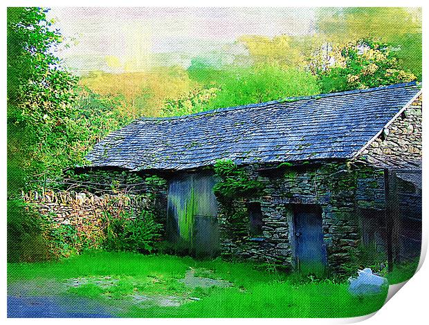 Old Barn, Lake District Print by Amanda Moore