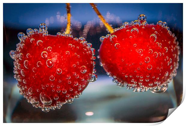  Cherries and bubbles Print by Marina Otto