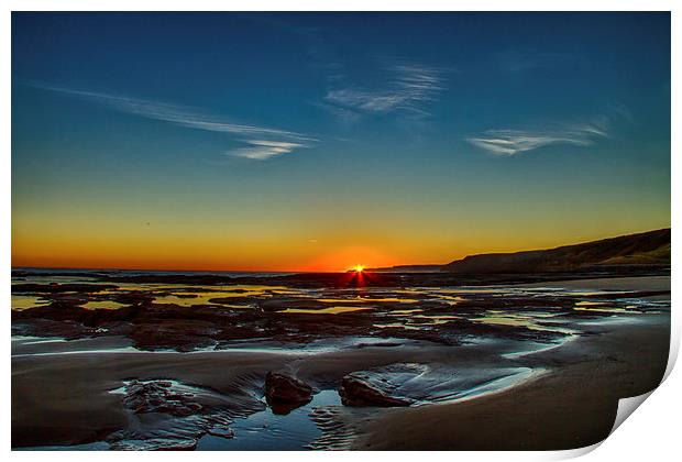 Sunrise & Rock Pools Print by Cliff Miller