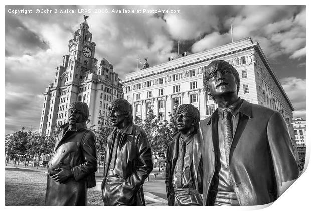 The Beatles Statue Pier Head Liverpool UK  Print by John B Walker LRPS