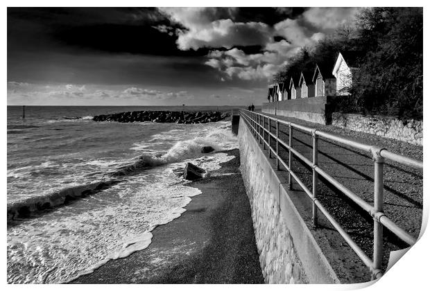 Beach Huts at Sandgate Beach in Kent Print by John B Walker LRPS