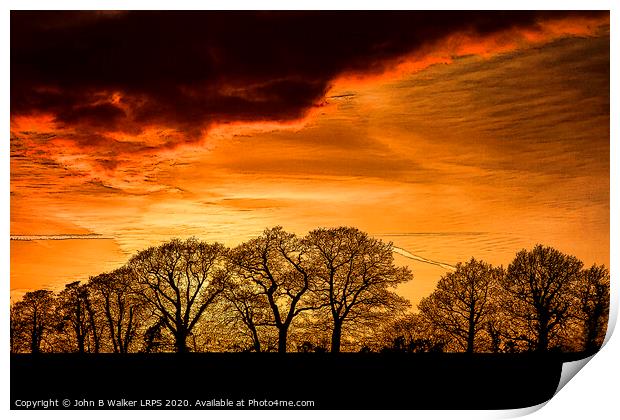 Kentish Winter Sunset Print by John B Walker LRPS