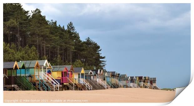 Vibrant Beach Huts in Wells-next-the-Sea Print by Mike Gorton