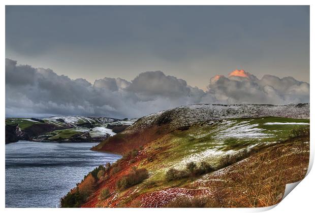 Sunrise over Llyn Clywedog Reservoir Print by Mike Gorton