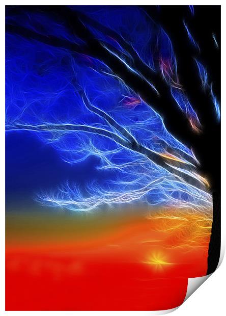 Electric Sunset Behind Electric Trees Print by Mike Gorton