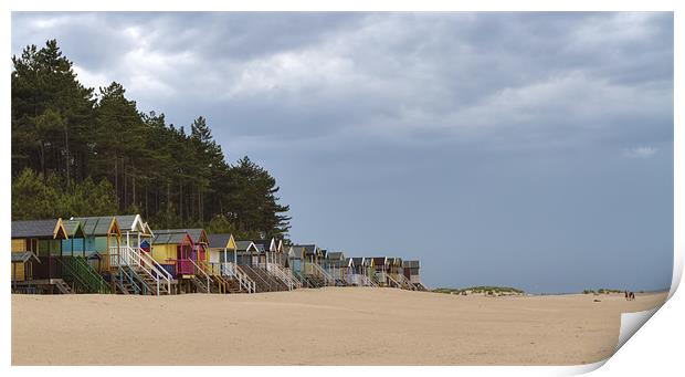Beach Huts on Wells-next-the-Sea in North Norfolk Print by Mike Gorton