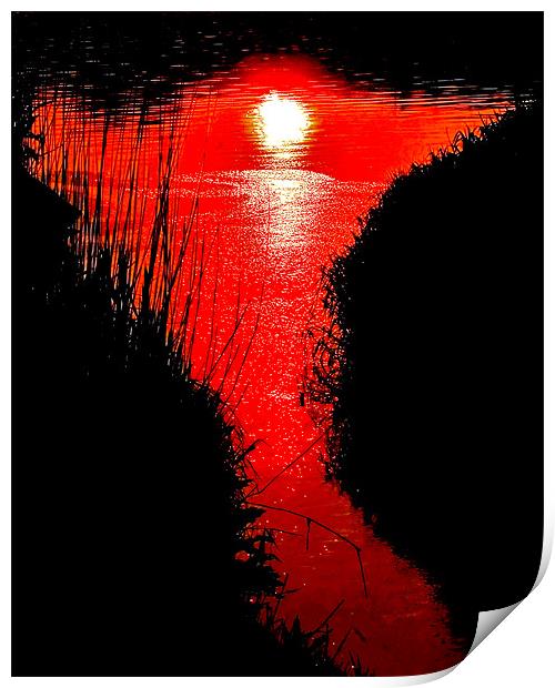 Red River Sunset Print by Mike Gorton