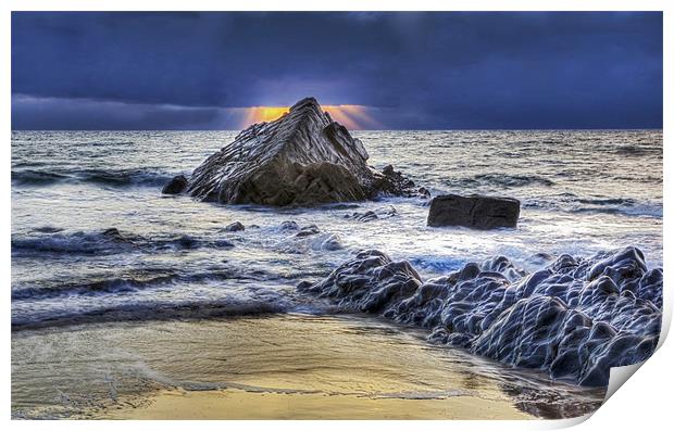 Sandymouth Beach, Sunset 2 Print by Mike Gorton