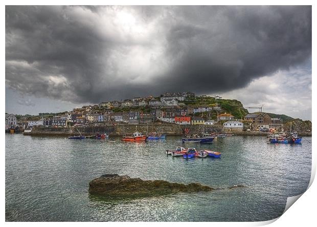 Mevagissey outer harbour Cornwall Print by Mike Gorton