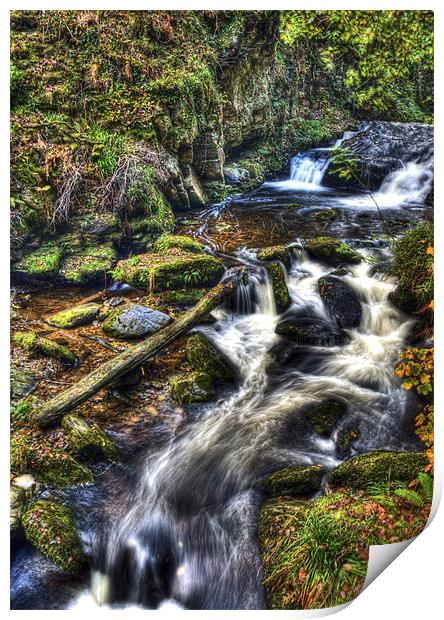 Autumn Waterfall Watersmeet Print by Mike Gorton