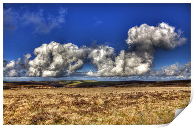 Cumulus Clouds Over Exmoor Print by Mike Gorton