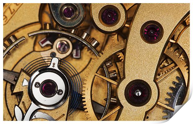 Inside A Mechanical Watch Print by Mike Gorton