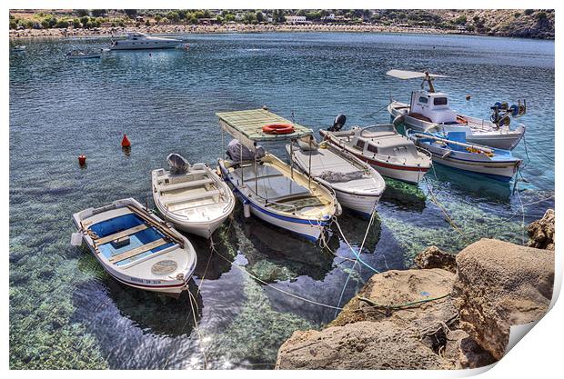 Lindos Boats Print by Mike Gorton