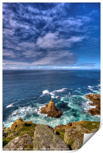 Majestic Waves Crashing Against Lands End Rock Print by Mike Gorton