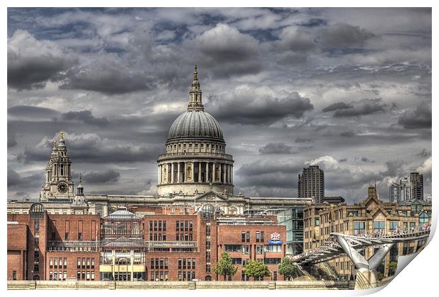 St Pauls Cathedral and Millennium Bridge London Print by Mike Gorton