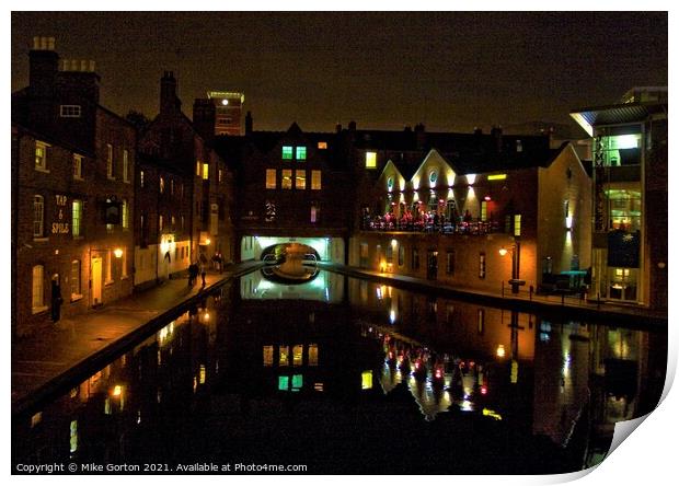 Gas Street Basin Reflections of Birmingham Canal Print by Mike Gorton