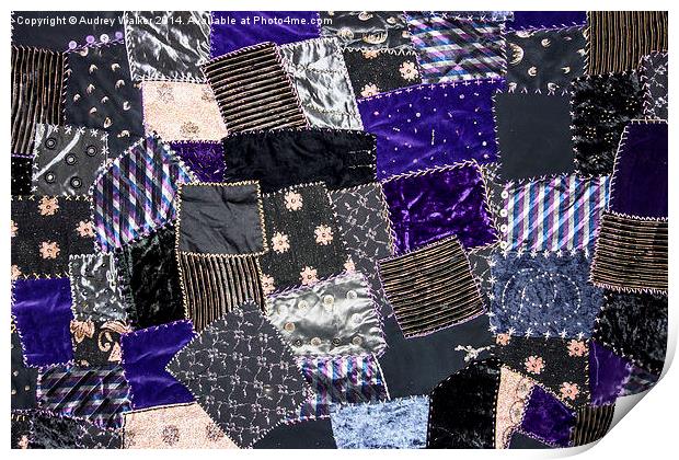 Crazy Patchwork - Shades of Black Print by Audrey Walker