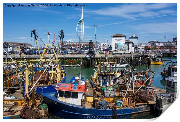 Portsmouth Harbour Print by Audrey Walker